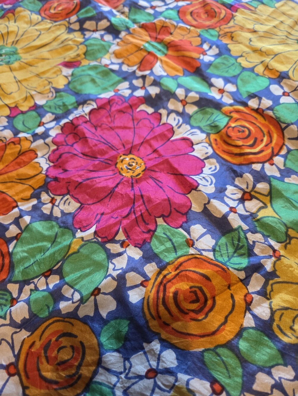 Silk Rolled Floral Scarf - Picture 5 of 5
